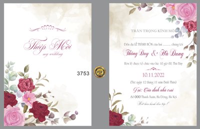 Tải file gốc Thiệp mời Thông Duy và Hà Dung #6 file corel dùng cho in ấn