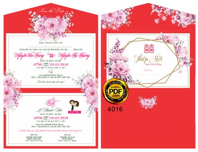 File gốc in ấn Thiệp mời Văn Trung và Thị Thương mã HD102 file corel độ phân giải cao
