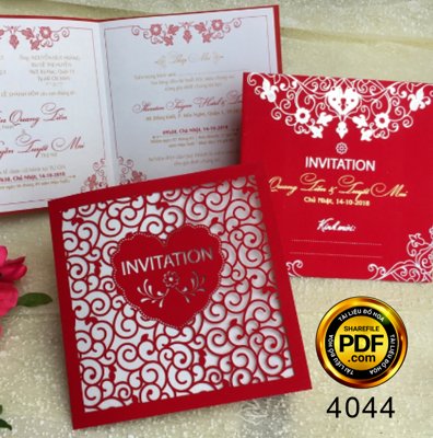 File tranh gốc Thiệp mời laser Quang Tiếng và Tuyết Mai mã DQ-1940 (bản quyền) Filetranh.com