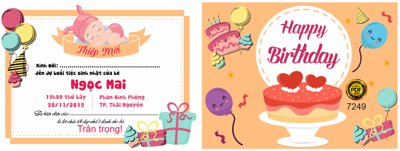File gốc Thiệp mời sinh nhật bé Ngọc Mai file corel (vector) cho in ấn