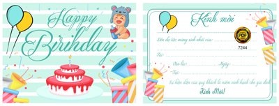 File PSD Thiệp mời sinh nhật happy birthday tone xanh file corel (bản gốc) chất lượng nhất