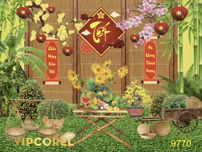 Tải file gốc Tiểu cảnh trang trí tết chúc mừng năm mới 2024 #2 (in không vỡ ảnh)