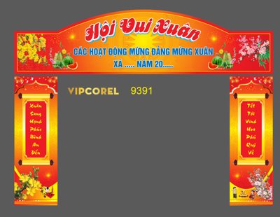 File gốc Trang trí cổng chúc mừng năm mới 2024 vector #12 (chủ đề hiện đại) trang trí