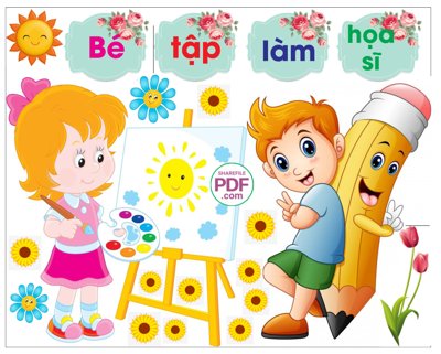 Download file gốc Trang trí phòng học - bé tập làm họa sĩ file PDF & CDR (in lụa) tranh 3D