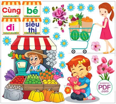 File gốc Trang trí phòng học - cùng bé đi siêu thị file PDF & CDR cho in ấn và thiết kế