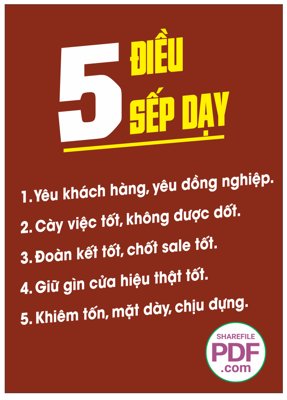 File tranh in trần Tranh động lực treo tường "5 điều siếp dạy" file vector PDF (ảnh gốc siêu nét)