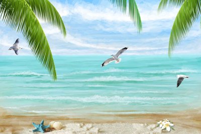 File tranh gốc Tranh 3D biển xanh - đại dương xanh #17 (bản quyền) độc đáo