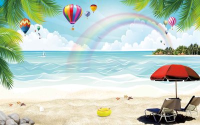 File gốc in ấn Tranh 3D biển xanh - đại dương xanh #21 chuẩn màu CMYK