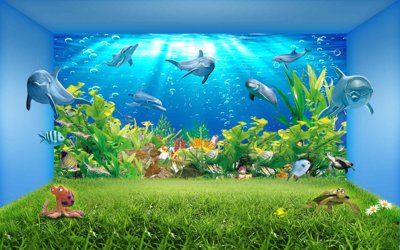 File ảnh Tranh 3D biển xanh - đại dương xanh #33 (gốc) in poster