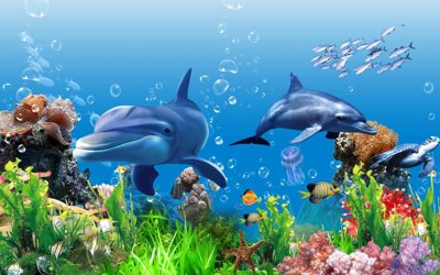 Tải file gốc Tranh 3D biển xanh - đại dương xanh #41 (bản PSD) gốc