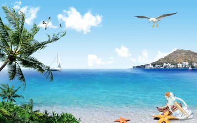 Tải file Tranh 3D biển xanh - đại dương xanh #43 (gốc) làm file tranh quảng cáo