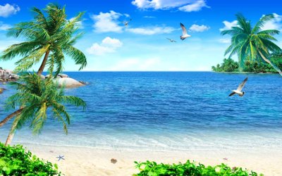 File gốc in tráng gương Tranh 3D biển xanh - đại dương xanh #51 chi tiết