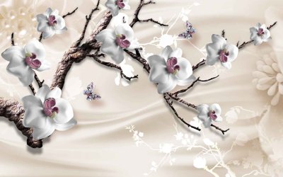 File in trần Tranh 3D giả ngọc cây hoa đào trên vải lụa (file gốc) xuyên sáng