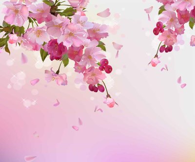 Hình ảnh file gốc in trần nhà Tranh 3D hoa đào rơi nghệ thuật hiện đại #106