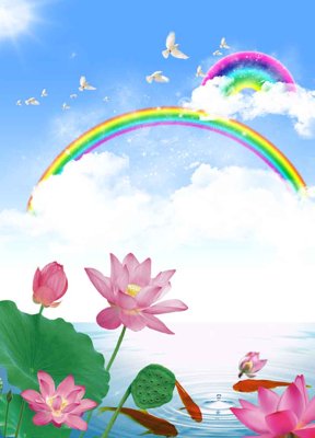 Tải file gốc Tranh 3D phong cảnh hoa sen và cá chép #33 (bản PSD) đầy đủ layer