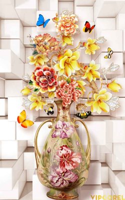 Tệp tin gốc Tranh bình hoa treo tường 3D đẹp #3 (chất lượng) Tranh bình hoa treo tường 3D đẹp #3
