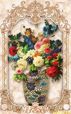 Ảnh gốc Tranh bình hoa treo tường 3D đẹp #47 (độ nét cao) in mica