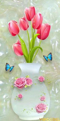 File gốc Tranh bình hoa treo tường 3D đẹp #49 (trang trí) phòng làm việc