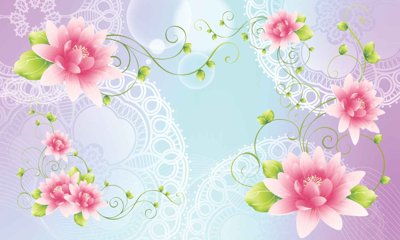 Download file gốc Tranh dán tường 3D hoa nghệ thuật hiện đại #127 (in lụa) tranh 3D