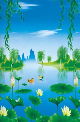 Tải xuống file tranh gốc Tranh dán tường 3D phong cảnh hữu tình #41 (PSD/TIFF)