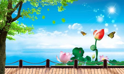 File gốc Tranh dán tường 3D phong cảnh hữu tình #61 (in tráng gương) sang trọng