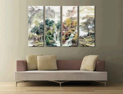 File tranh Tranh ghép phong cảnh treo tường trang trí phòng #12 (file gốc) chủ đề phong thủy
