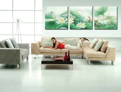 File gốc Tranh ghép phong cảnh treo tường trang trí phòng #45 (in lụa) hoa văn cổ điển