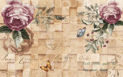 Tải file Tranh hoa nổi 3D - Tranh hoa dán tường 3D #112 (gốc) làm file quảng cáo