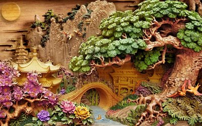 Tải file gốc Tranh hoa nổi 3D - Tranh hoa dán tường 3D #123 (bản PSD) gốc