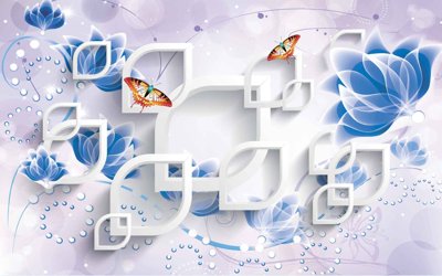 File gốc Tranh hoa nổi 3D - Tranh hoa dán tường 3D #14 (chủ đề hiện đại) trang trí