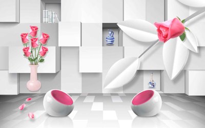 File in trần Tranh hoa nổi 3D - Tranh hoa dán tường 3D #2 (file gốc) hoa văn 3D