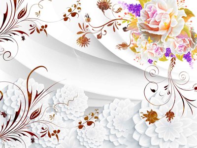 File gốc Tranh hoa nổi 3D - Tranh hoa dán tường 3D #23 (PSD/TIFF) độ phân giải cao