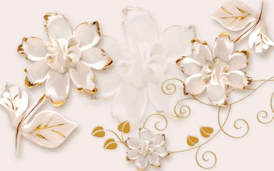 File in ấn Tranh hoa nổi 3D - Tranh hoa dán tường 3D #44 (bản gốc) chất lượng cao