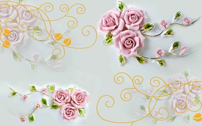 File gốc Tranh hoa nổi 3D - Tranh hoa dán tường 3D #52 (ảnh chi tiết) để in lụa