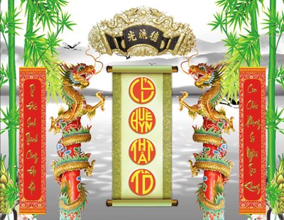 File tranh Tranh phòng thờ, bàn thờ, mâm ngũ quả file PSD 15108 (bản gốc) in lụa dán tường