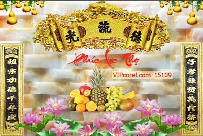 File tranh Tranh phòng thờ, bàn thờ, mâm ngũ quả file PSD 15109 (gốc) chủ đề tĩnh vật