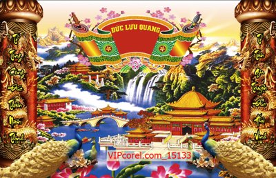 File tranh Tranh phòng thờ, bàn thờ, mâm ngũ quả file PSD 15133 (ảnh gốc) in trần nhà