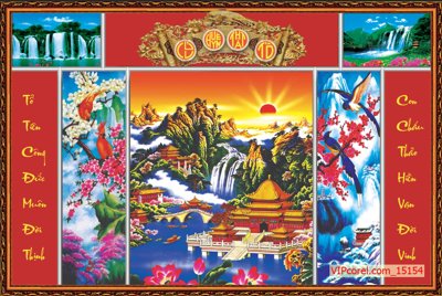 File in mica Tranh phòng thờ, bàn thờ, mâm ngũ quả file PSD 15154 (bản gốc) sắc sảo