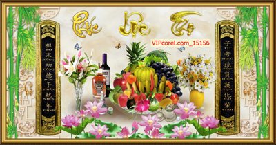 File gốc Tranh phòng thờ, bàn thờ, mâm ngũ quả file PSD 15156 (thiết kế) độc quyền