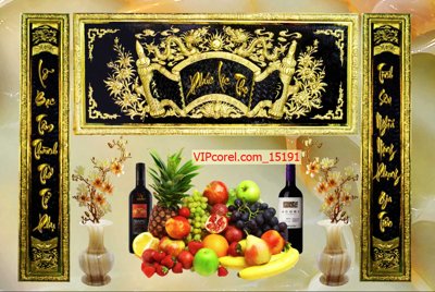 Tải file Tranh phòng thờ, bàn thờ, mâm ngũ quả file PSD 15191 (gốc) chủ đề tâm linh