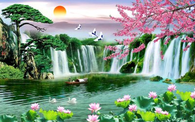 File ảnh Tranh phong cảnh Sơn Thủy Hữu Tình đẹp #14 (gốc) in PP, decal