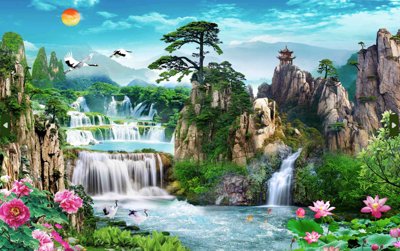 Tải file Tranh phong cảnh Sơn Thủy Hữu Tình đẹp #18 (ảnh gốc) in tráng gương