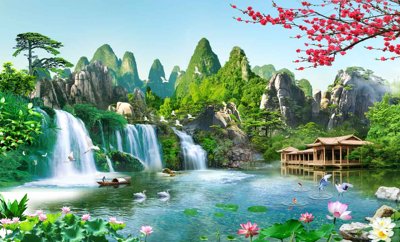 File gốc Tranh phong cảnh Sơn Thủy Hữu Tình đẹp #48 (chuẩn CMYK) cho nhà in