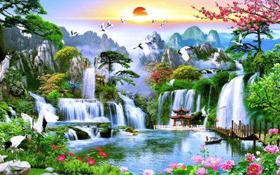 Tải file PSD Tranh phong cảnh Sơn Thủy Hữu Tình đẹp #53 (nguyên layer) để in