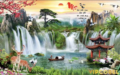 File in trần Tranh phong thủy 3D - phong cảnh sơn thủy hữu tình #21 (bản gốc) 5D