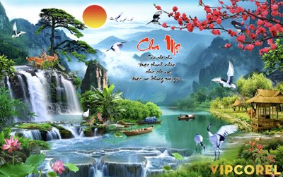 File gốc Tranh phong thủy 3D - phong cảnh sơn thủy hữu tình #29 (AI/EPS) cho in ấn