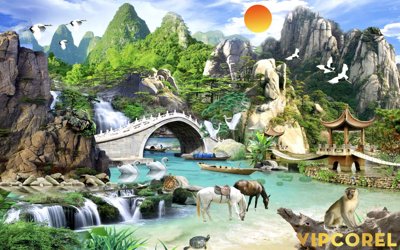 File in ấn chuyên nghiệp Tranh phong thủy 3D - phong cảnh sơn thủy hữu tình #32 (file gốc)