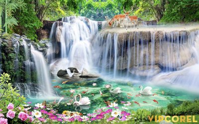 Tải file gốc in lụa Tranh phong thủy 3D - phong cảnh sơn thủy hữu tình #33 siêu nét