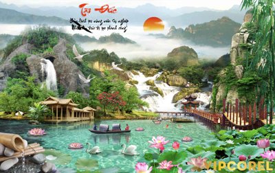 Mua file gốc Tranh phong thủy 3D - phong cảnh sơn thủy hữu tình #53 (chất lượng) tại Filetranh.com