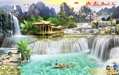 File tranh gốc Tranh phong thủy 3D - phong cảnh sơn thủy hữu tình #62 (bản đẹp) độc quyền